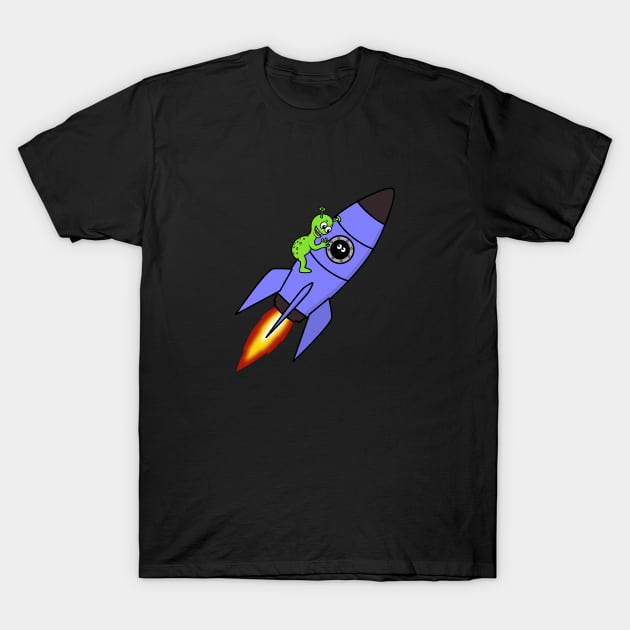 Alien on a rocket T-Shirt by AlKap